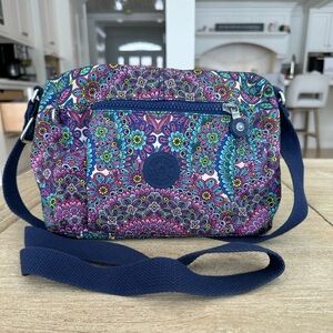 Kipling Felicity Colorful Floral Nylon Adjustable Shoulder Crossbody Bag